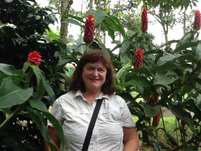 Dawn enjoying the flowers