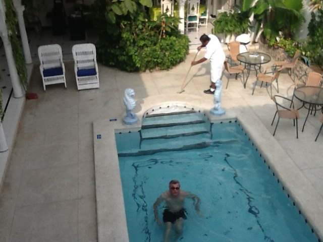 Jim's morning swim in Cartagenawhile others work