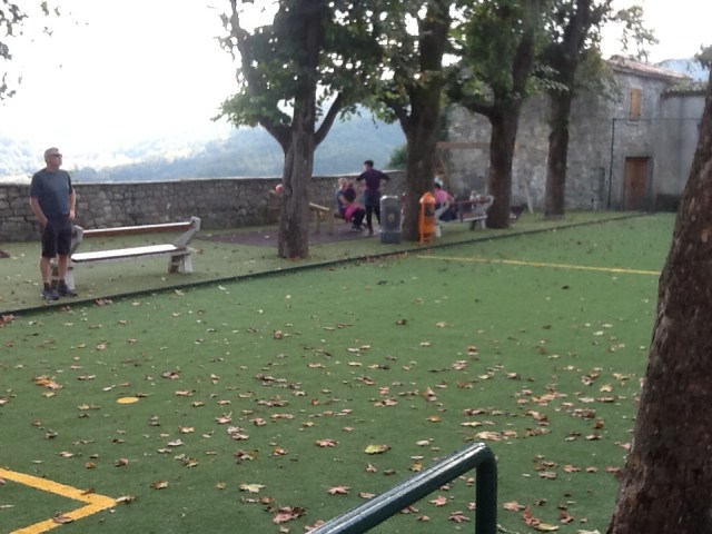 Playground at the top of Buzet.......the wall behind Jim is absolutely necessary as the drop down is frightening!!!