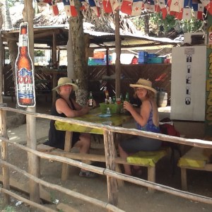 Having a 'cool one' on the way back from the beach