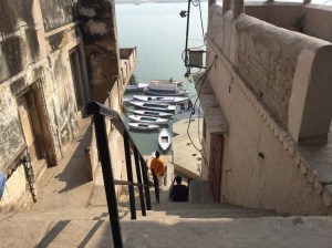 Picture doesn't capture the steepness of the ghat steps but our thighs did